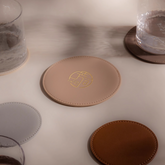 高級感圓形加厚皮革杯墊(可定製)